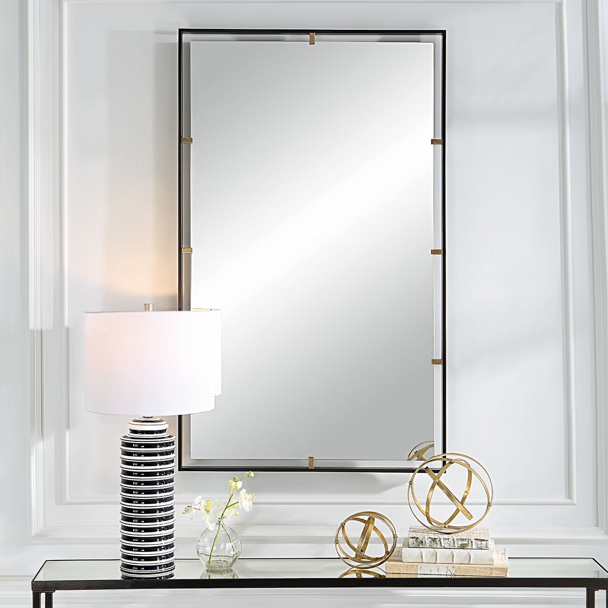 Bronze Rectangular Mirror | Aged Iron Frame 30x50 Vertical