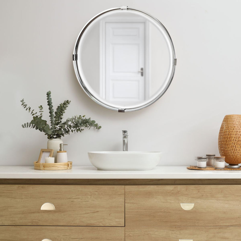 Brushed Nickel Mirror Wood Vanity.