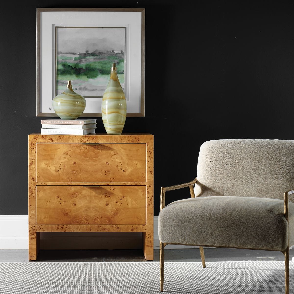 Burl wood dresser.