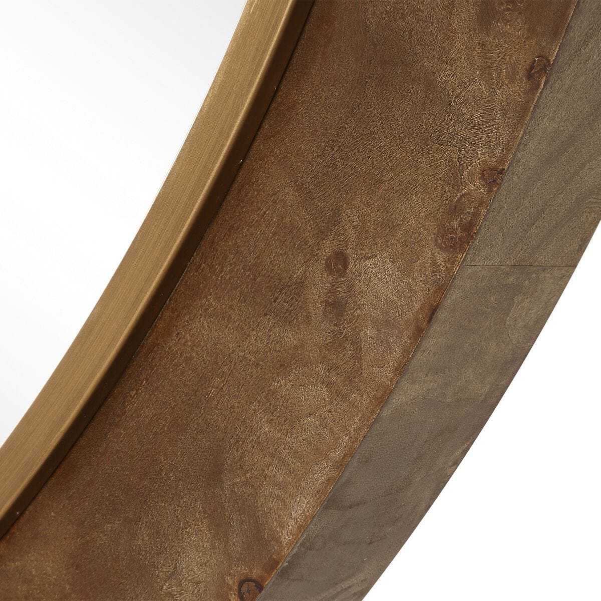 Close-up of a wooden frame with a rustic finish on a white background