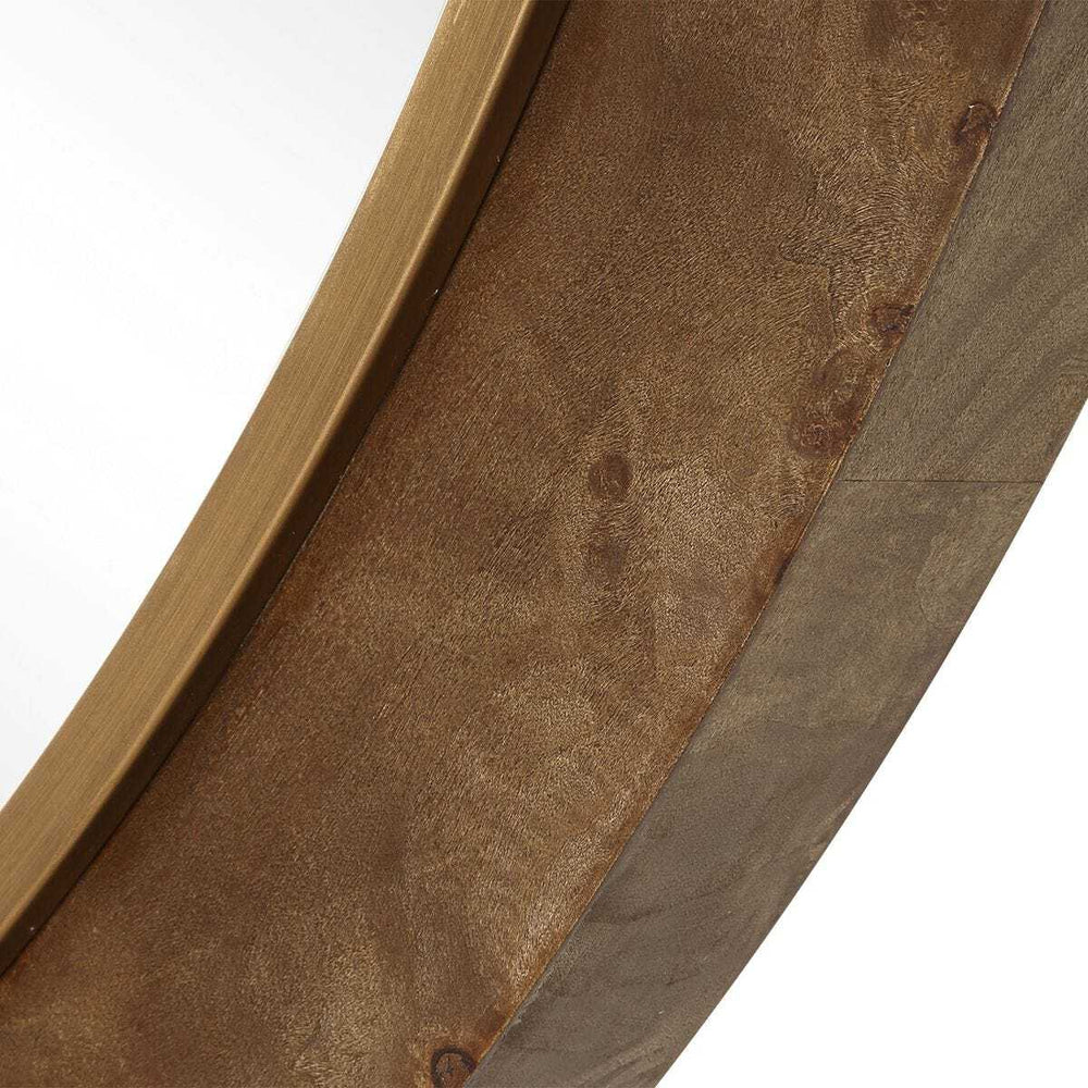 Close-up of a wooden frame with a rustic finish on a white background