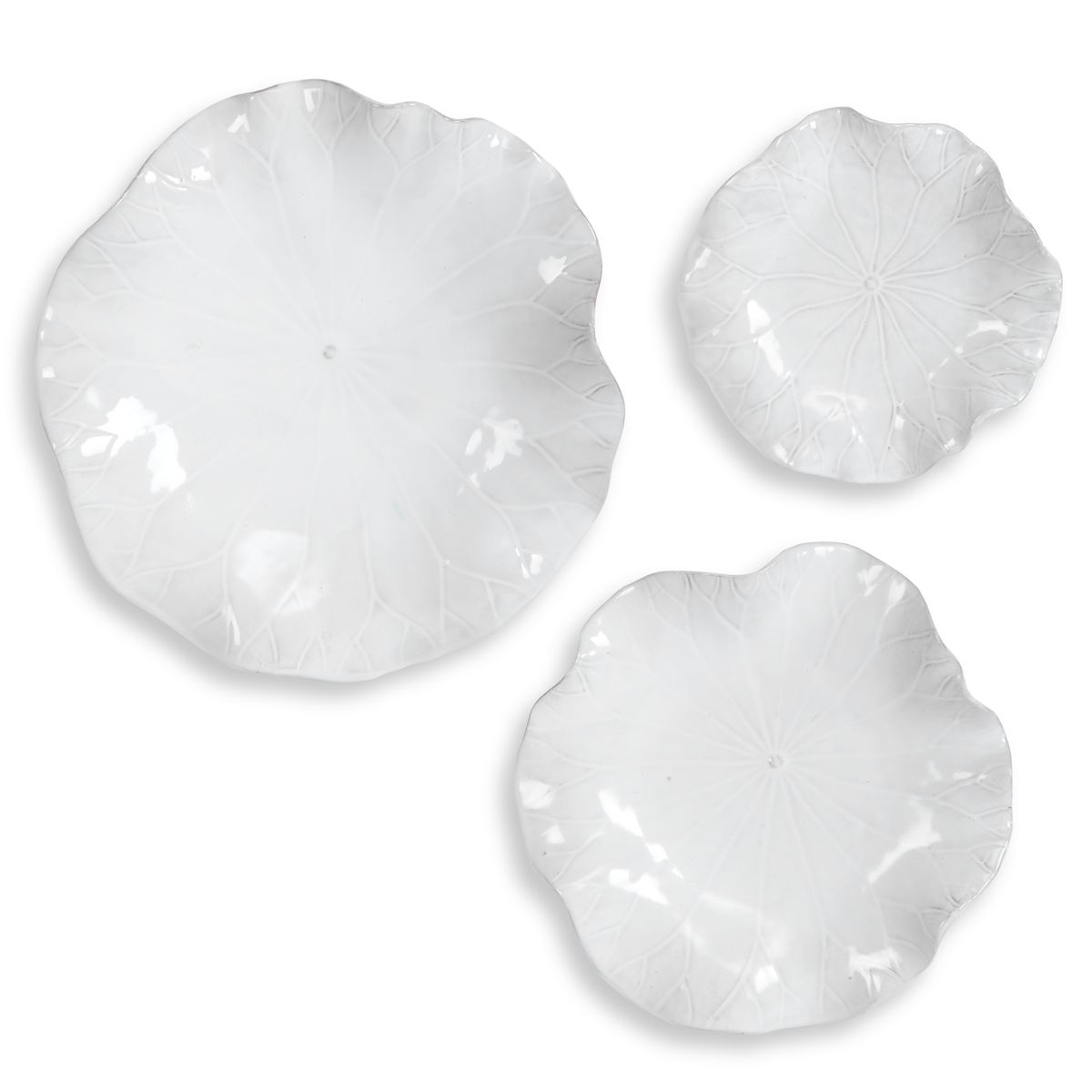 Abella Ceramic Outdoor Wall Decor, White, S/3