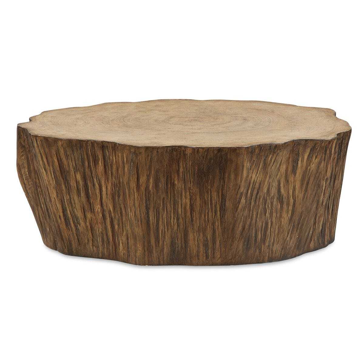 Wooden coffee table with a natural finish on a white background