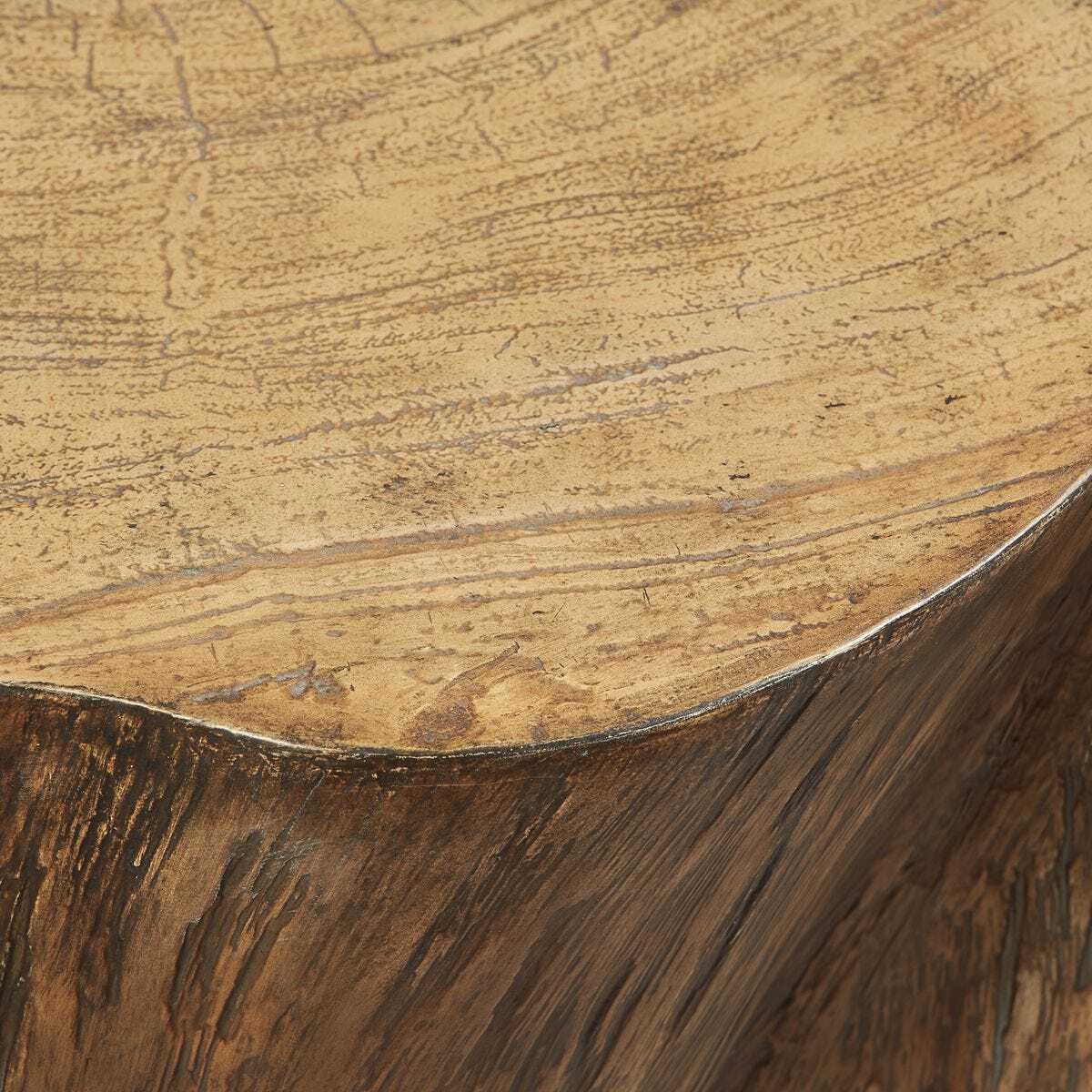 Close-up of a wooden surface with a curved edge