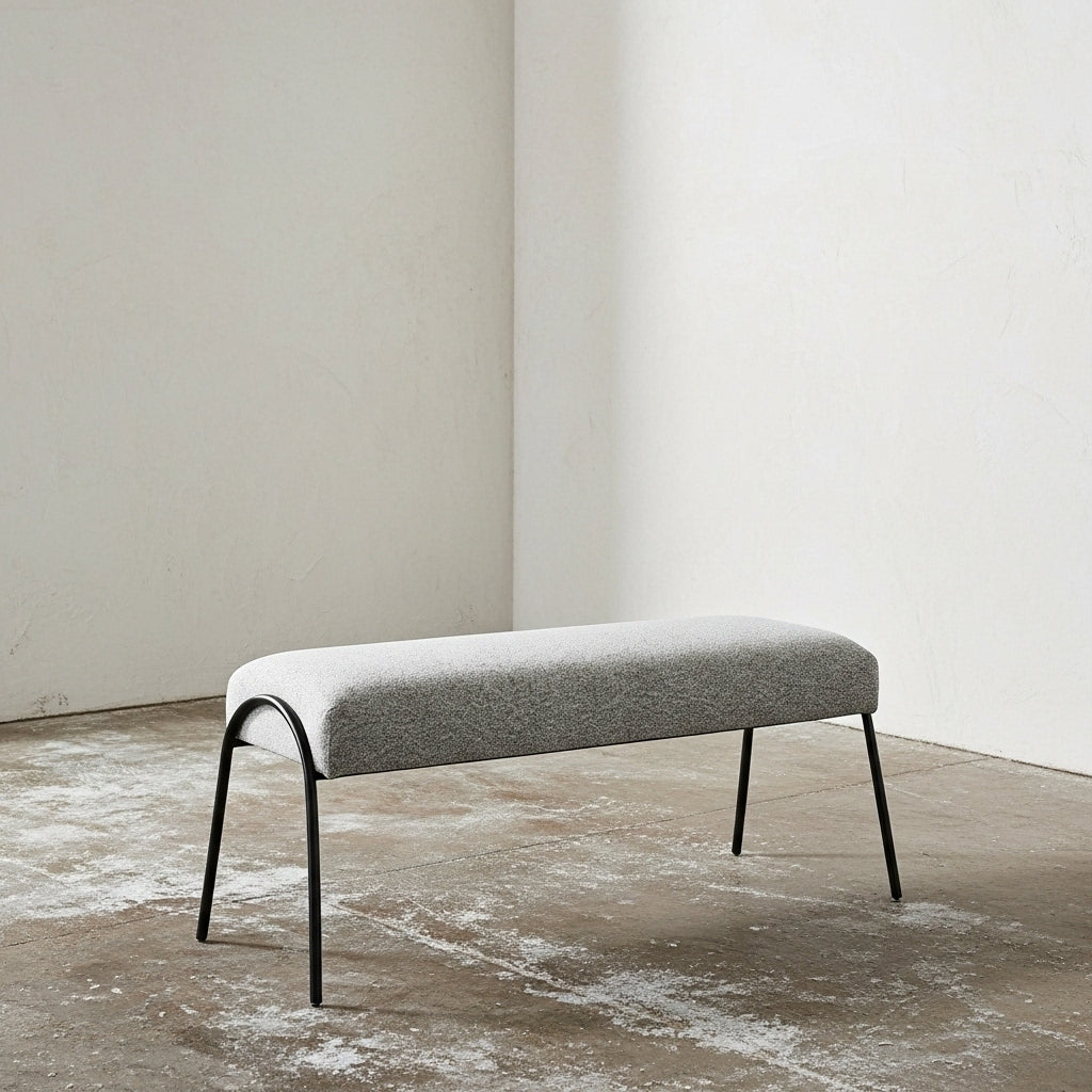 Gray Bedroom Bench - Upholstered Boucle Graphite 60 Inch