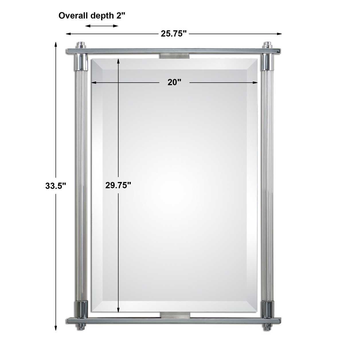 Rectangular glass panel with metal frame and dimensions labeled on a white background