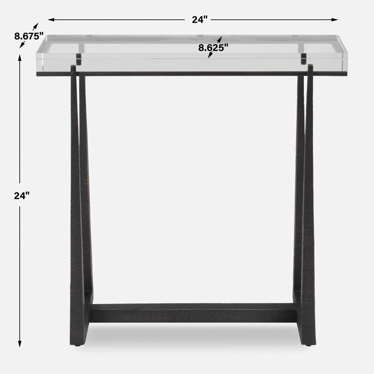 Specification drawing for clear side table.