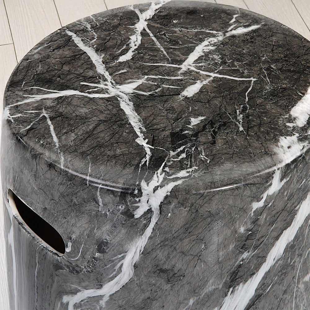 Contemporary Garden Stool — Ceramic Marbled Finish