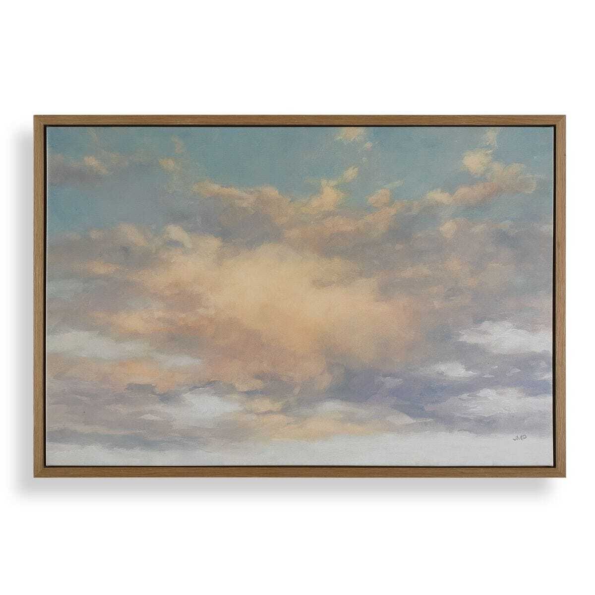 Framed artwork of a cloud painting on a white background