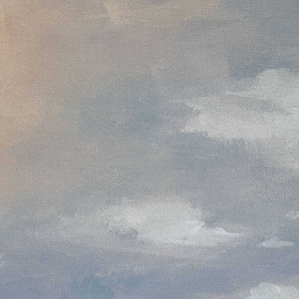 Cloudy sky with a gradient of blue and gray tones.