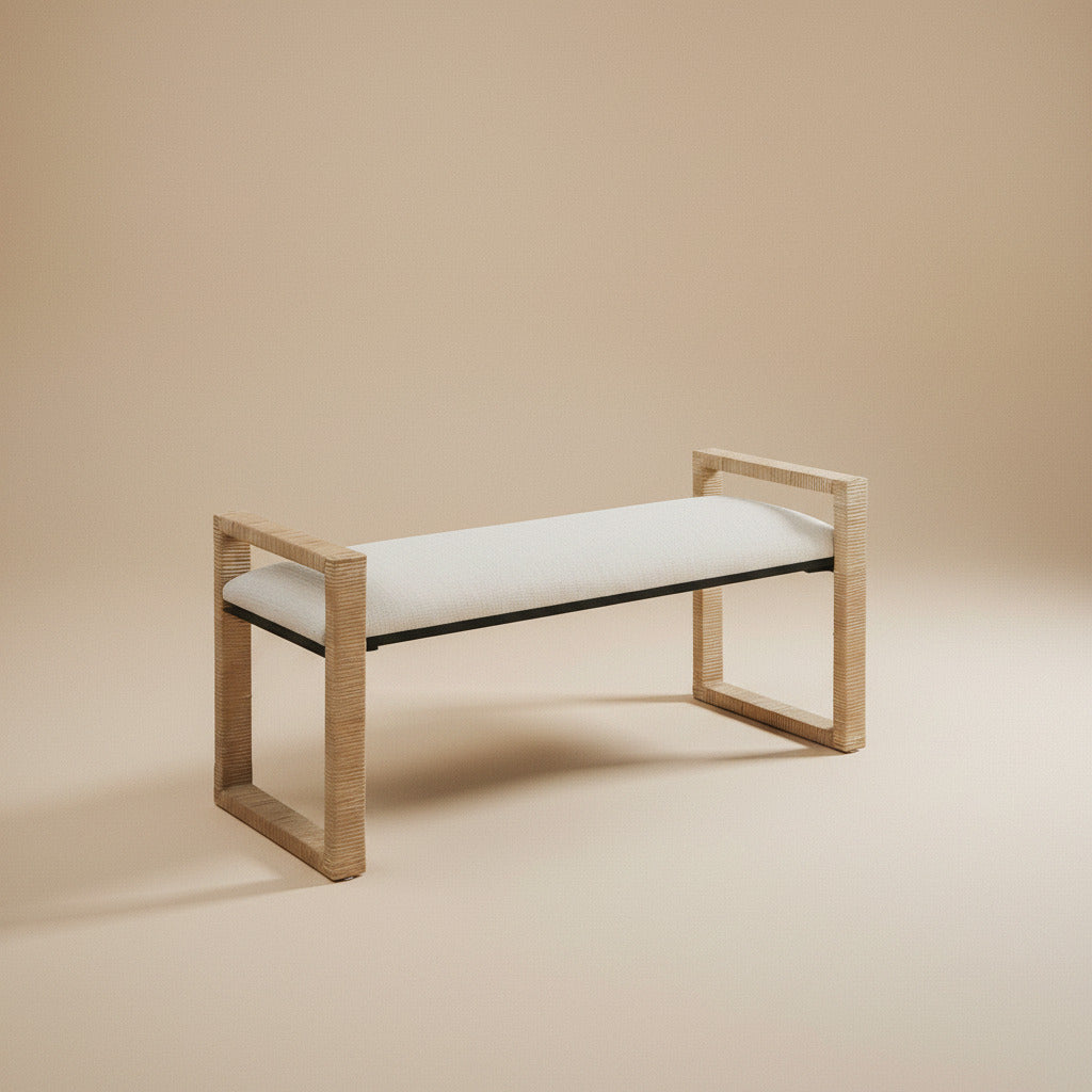 Coastal Rattan Entryway Bench