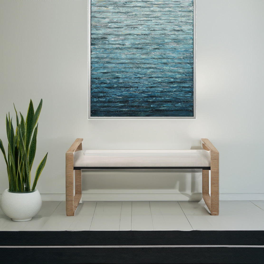 Coastal Entryway Bench - Woven Rattan