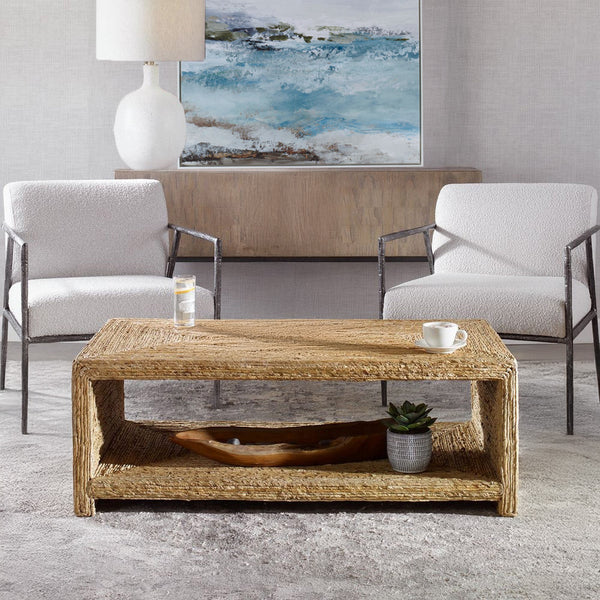 Rectangular Rattan Coffee Table.