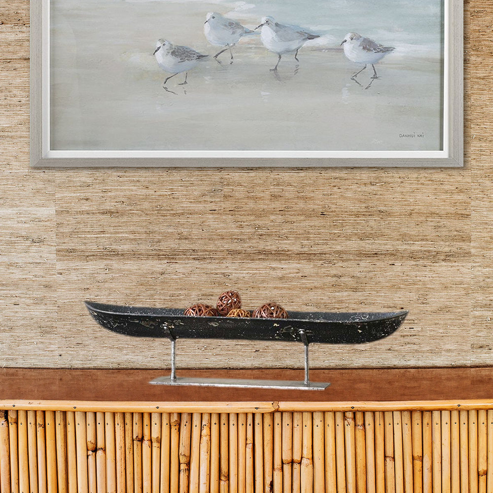 Coastal bird art with decorative boat tray.