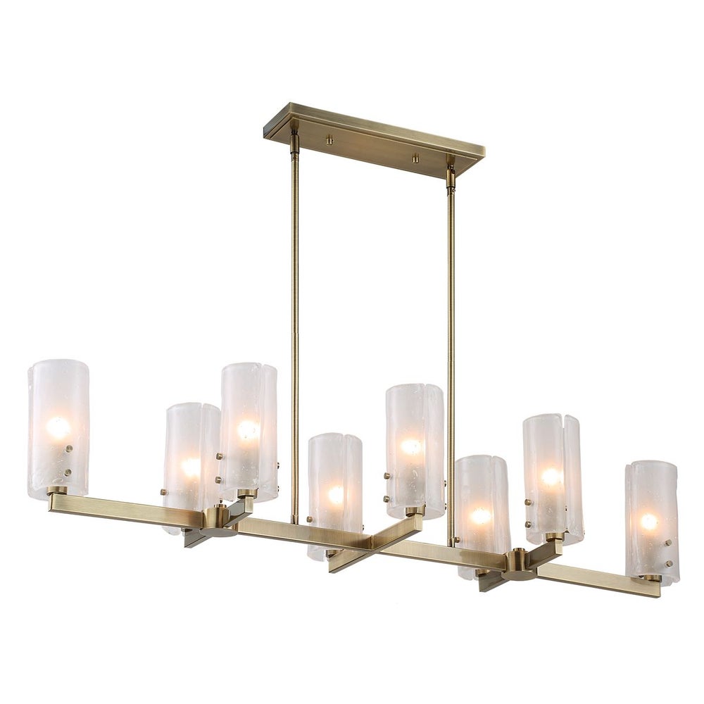 Coastal Dining Chandelier - Glass Shades with Antique Brass Frame