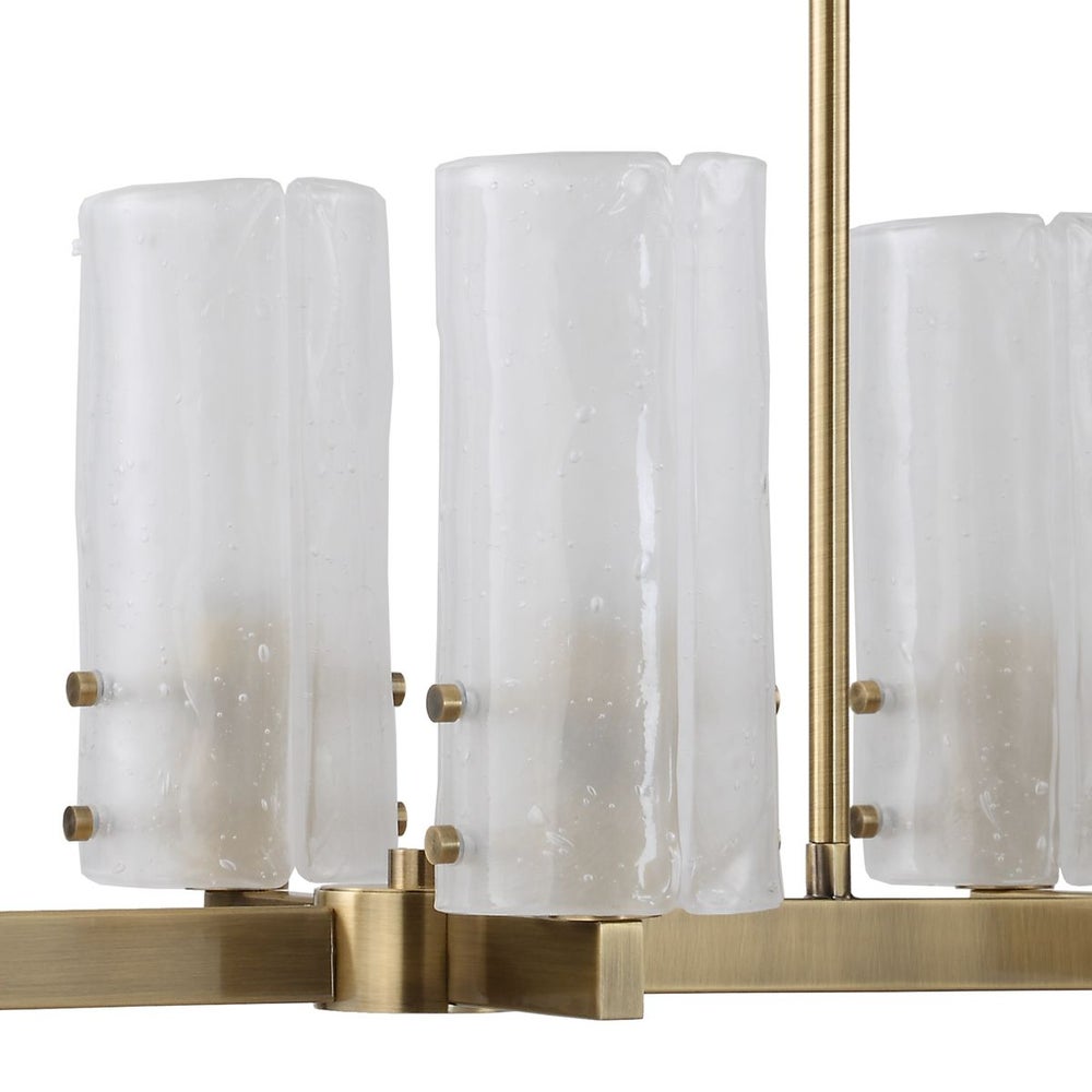 Coastal Dining Chandelier - Glass Shades with Antique Brass Frame