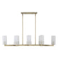 Coastal Dining Chandelier - Glass Shades with Antique Brass Frame