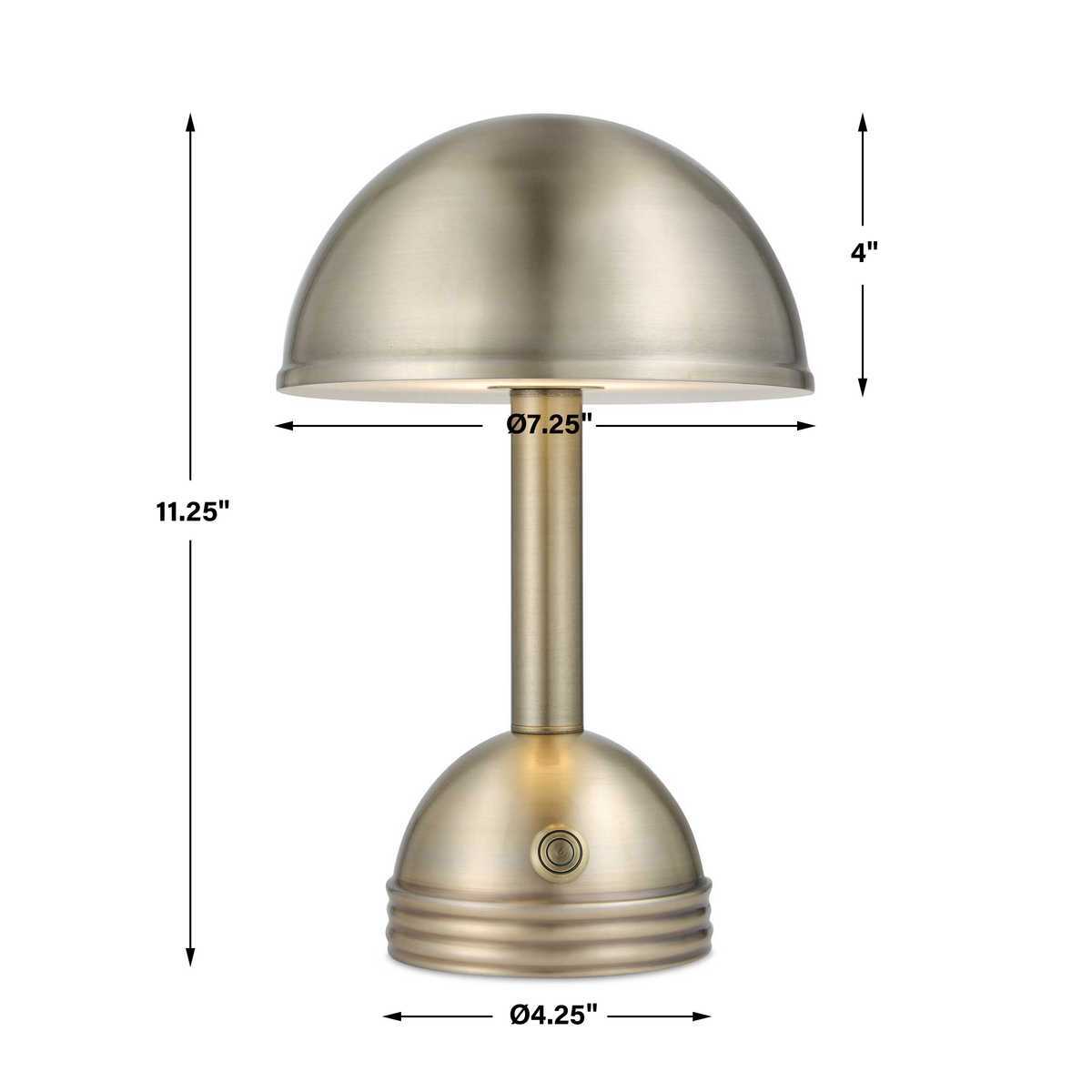 Brass Cordless Table Lamp, Dome Shaped
