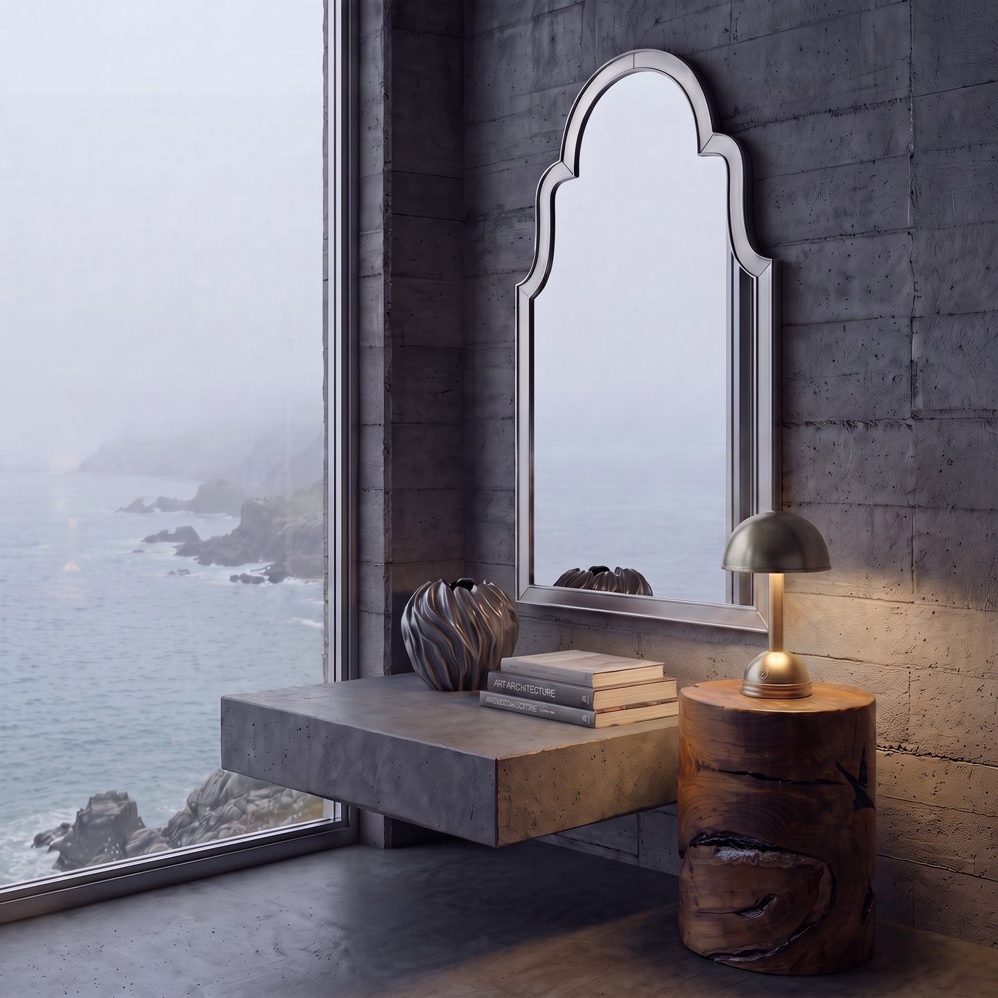 Brass Cordless Table Lamp, Dome Shaped