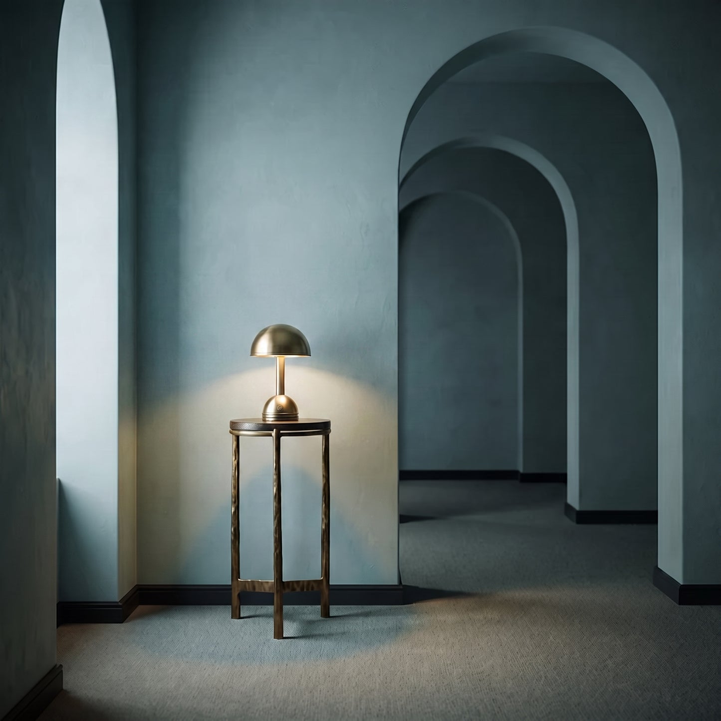 Brass Cordless Table Lamp, Dome Shaped