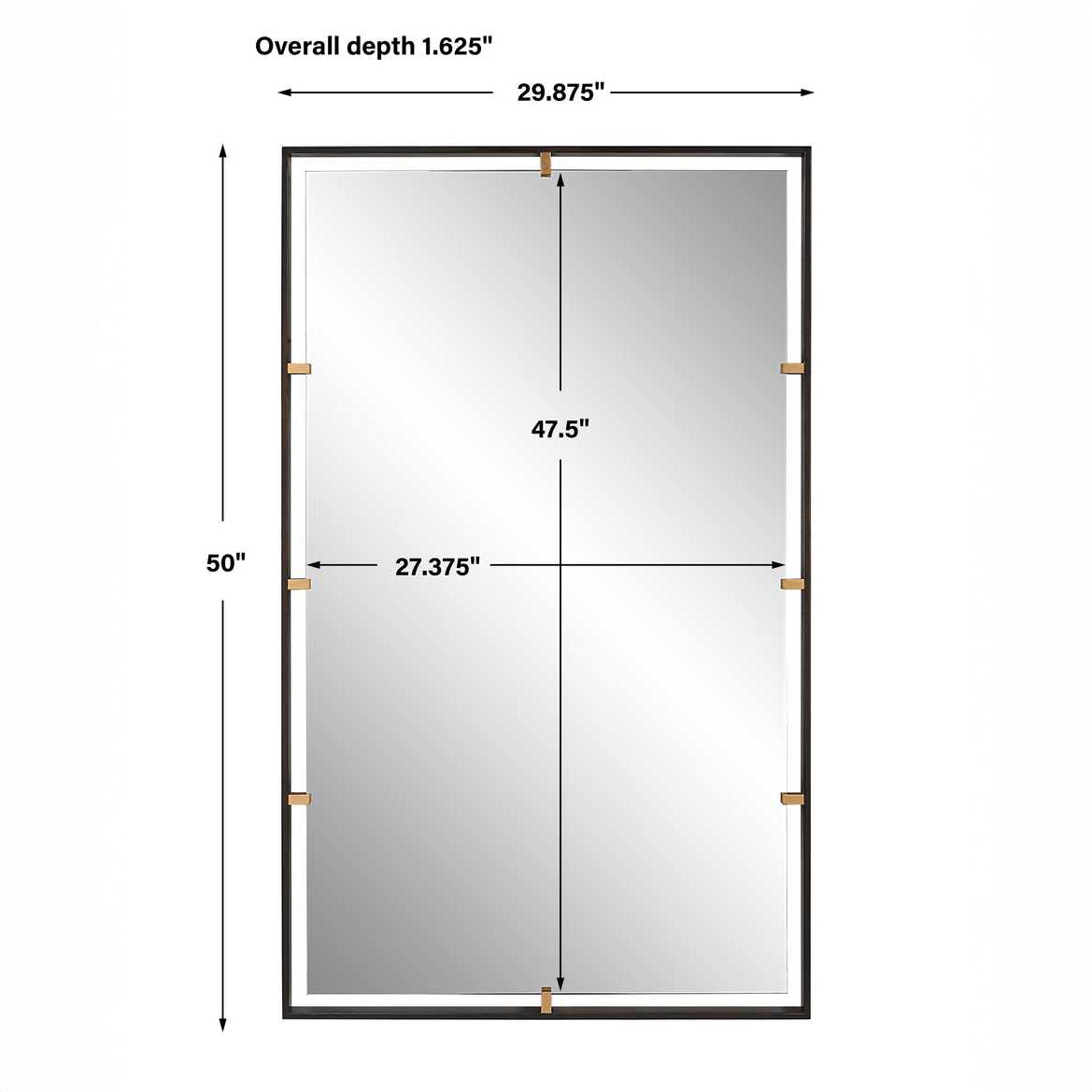 Bronze Rectangular Mirror | Aged Iron Frame 30x50 Vertical