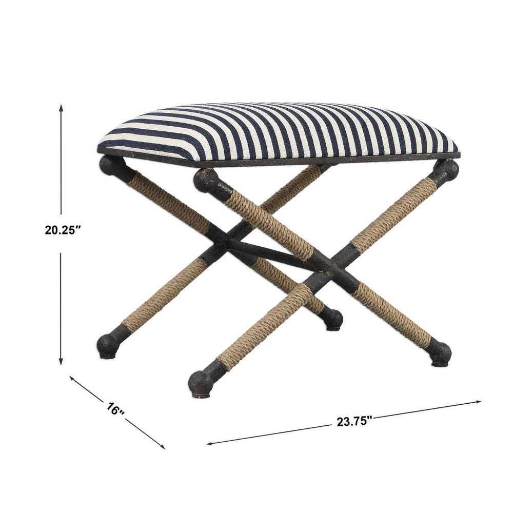 Striped stool with dimensions on a white background