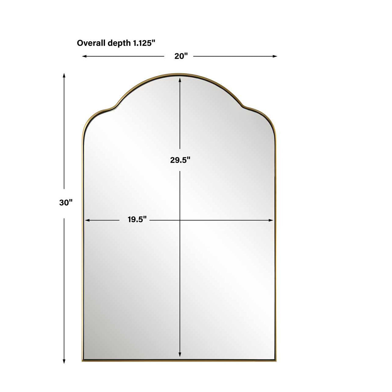 Brass arched gold mirror dimensions.
