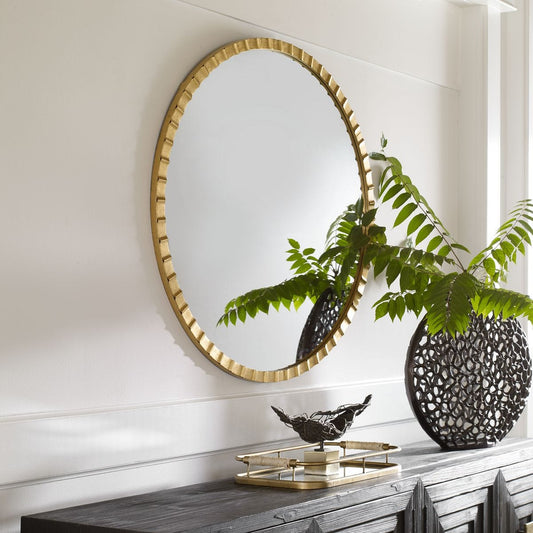 Distressed Gold Mirror - Large, Round, Gold Leaf