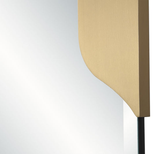 Elongated Octagon Mirror, Black Iron and Brass, 24" x 48"