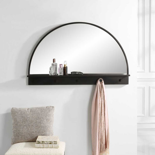 Entryway Mirror with Shelf and Hooks