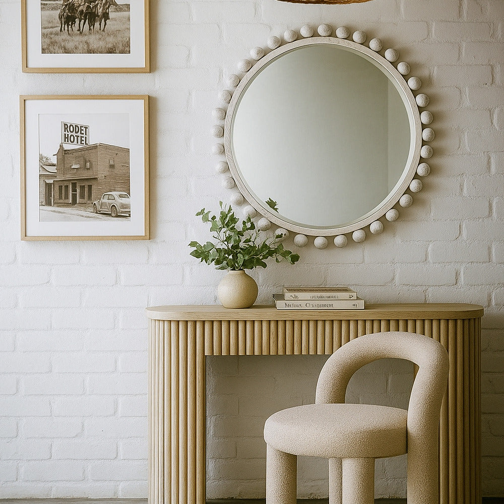 Farmhouse round mirror.