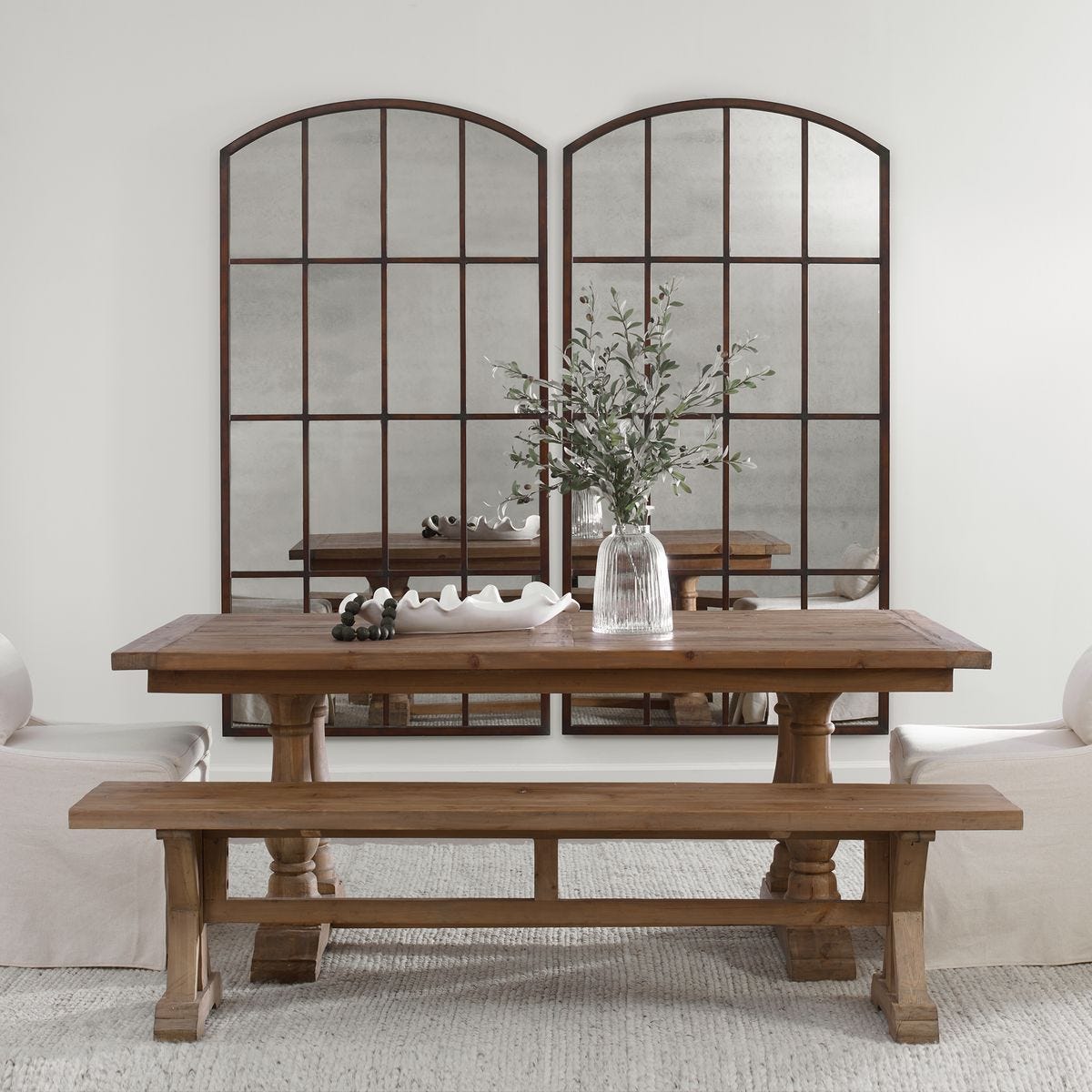 Farmhouse window pane floor mirror.