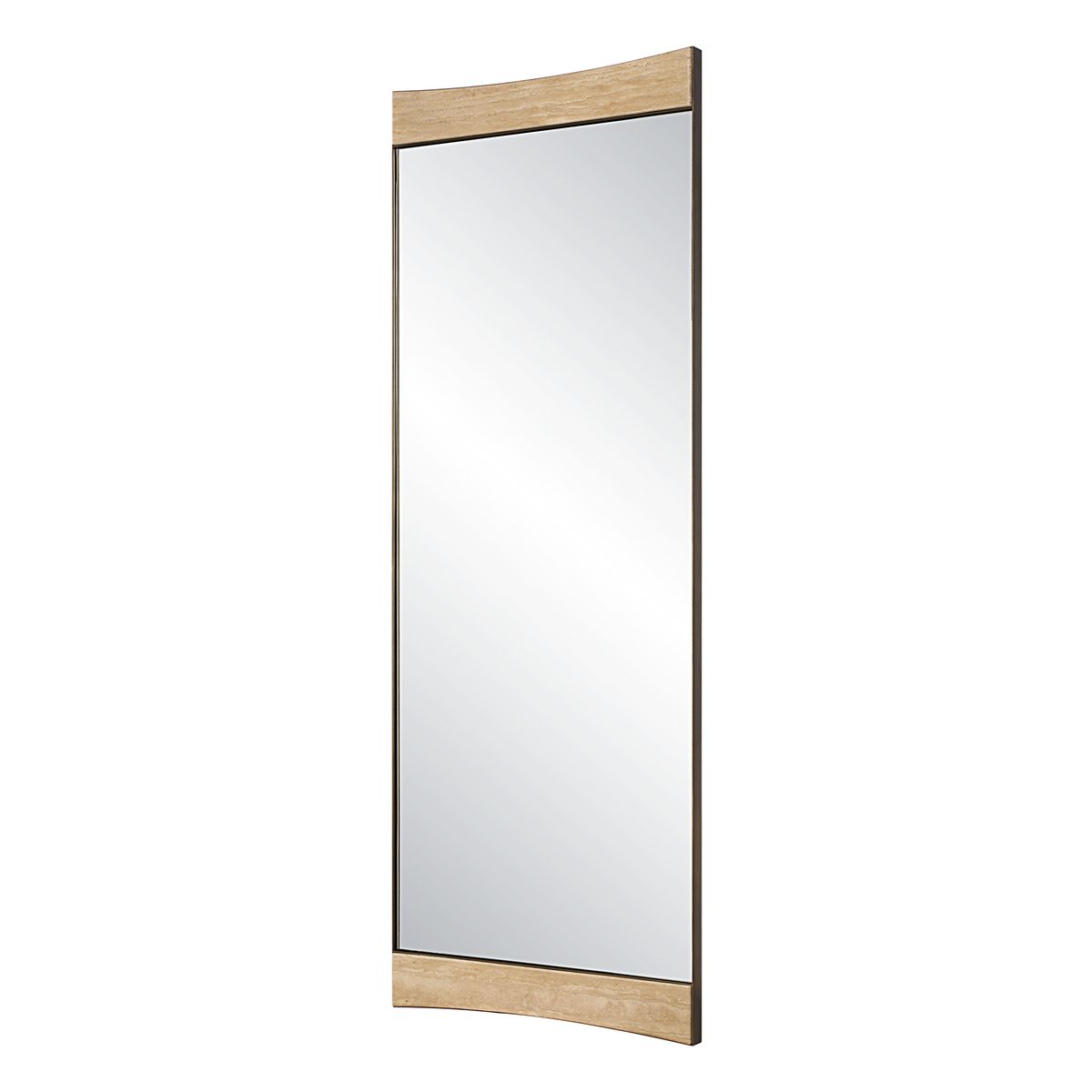 Travertine full length angled mirror.