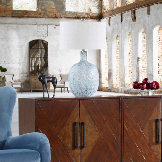 Light Blue Glass Lamp.