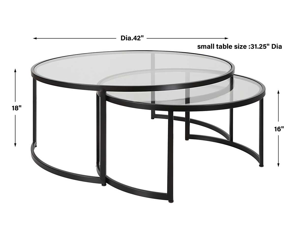 Glass nesting coffee tables.
