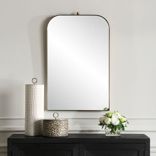 Gold Arch Vanity Mirror above Dresser