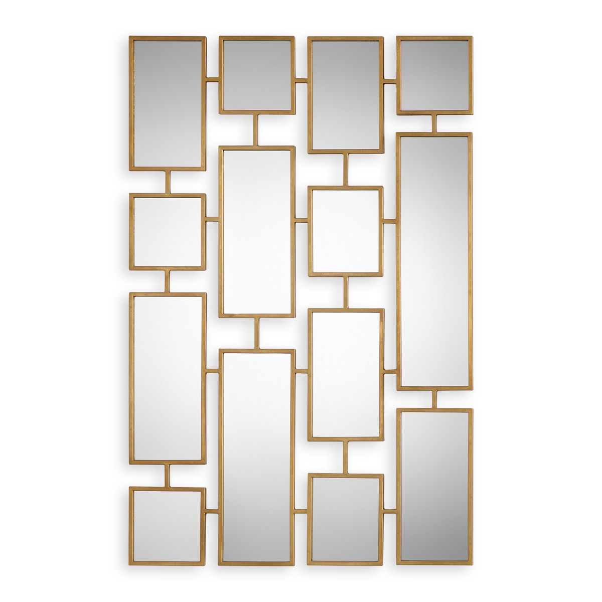 Decorative wall mirror with gold frames on a white background