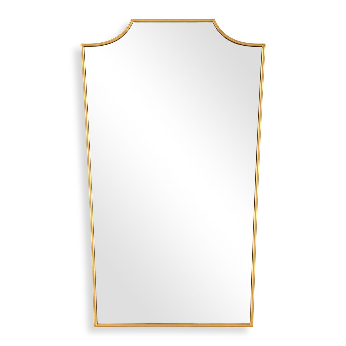 Rectangular mirror with a gold frame on a white background