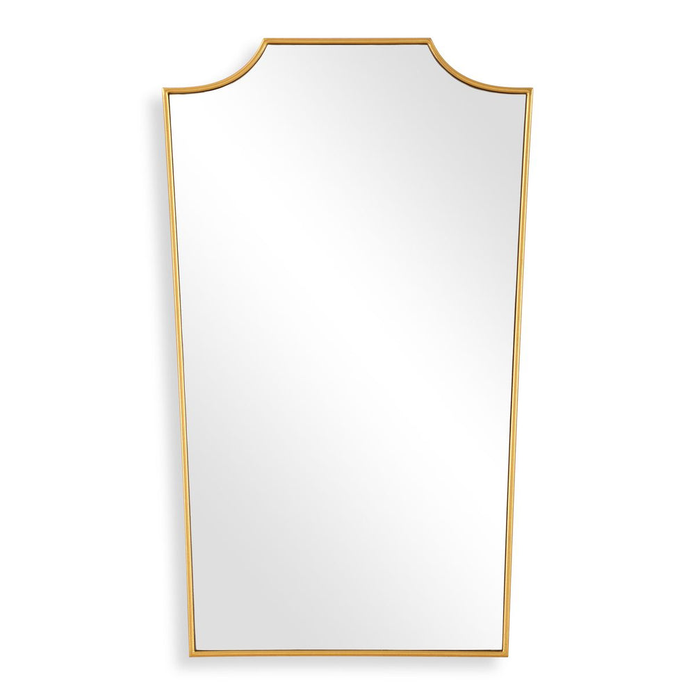 Rectangular mirror with a gold frame on a white background