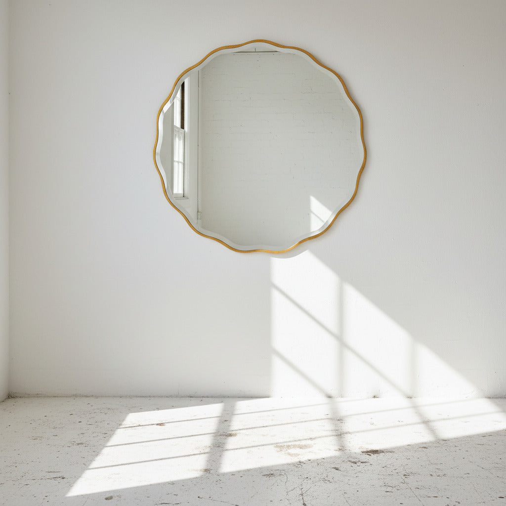 42 Inch Gold Scalloped Mirror.