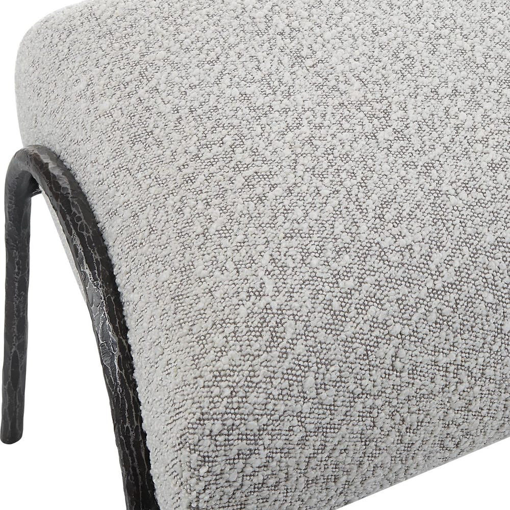 Gray Bedroom Bench - Upholstered Boucle Graphite 60 Inch