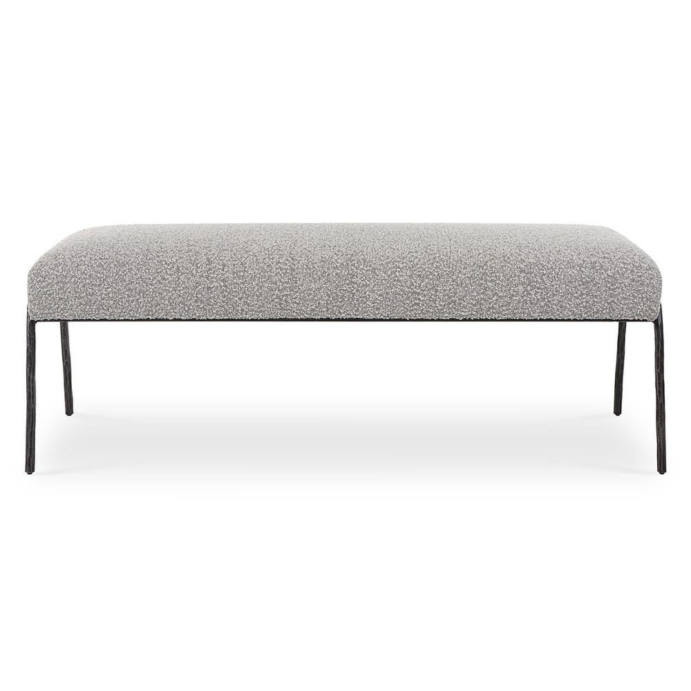 Gray Bedroom Bench - Upholstered Boucle Graphite 60 Inch