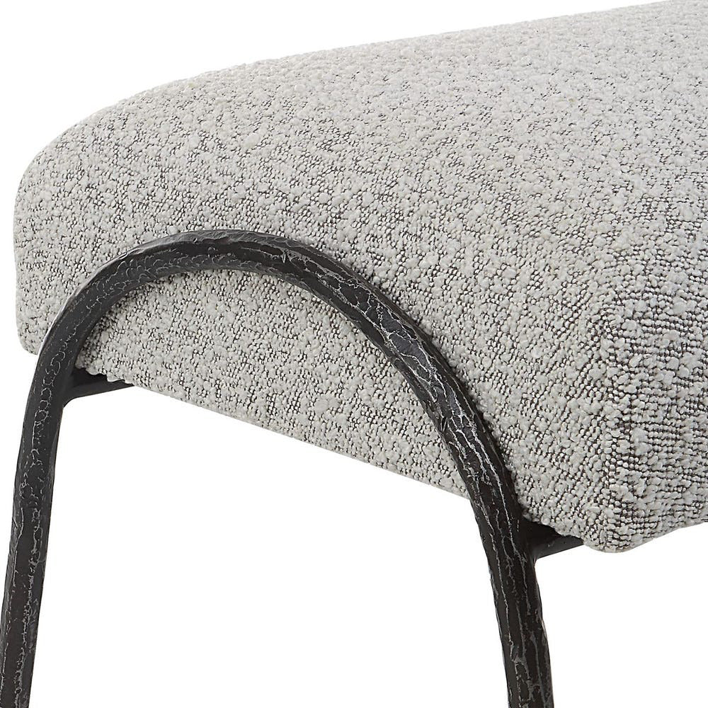 Gray Bedroom Bench - Upholstered Boucle Graphite 60 Inch