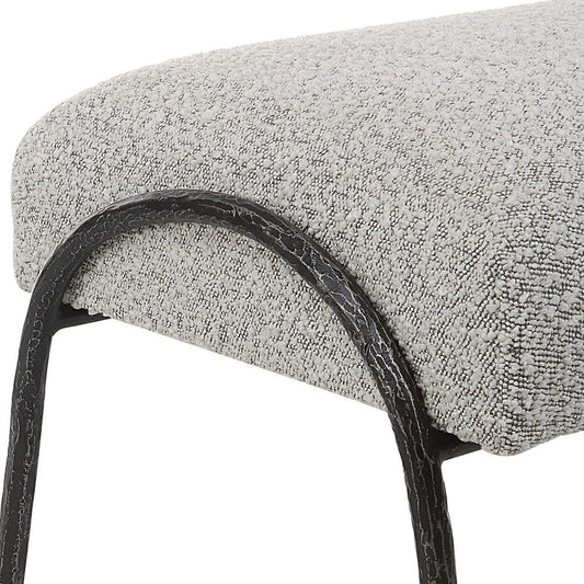 Gray Bedroom Bench - Upholstered Boucle Graphite 60 Inch