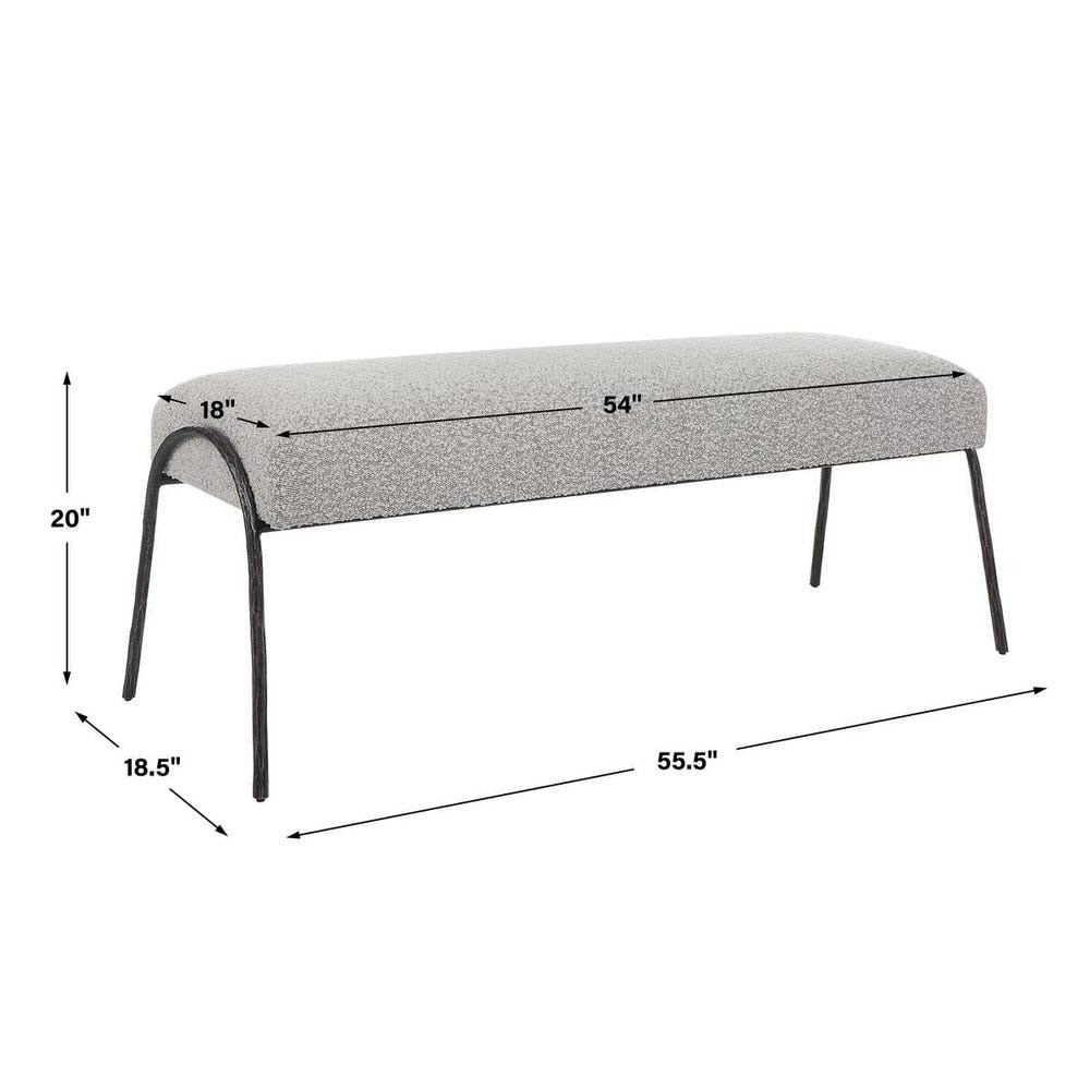 Gray Bedroom Bench - Upholstered Boucle Graphite 60 Inch