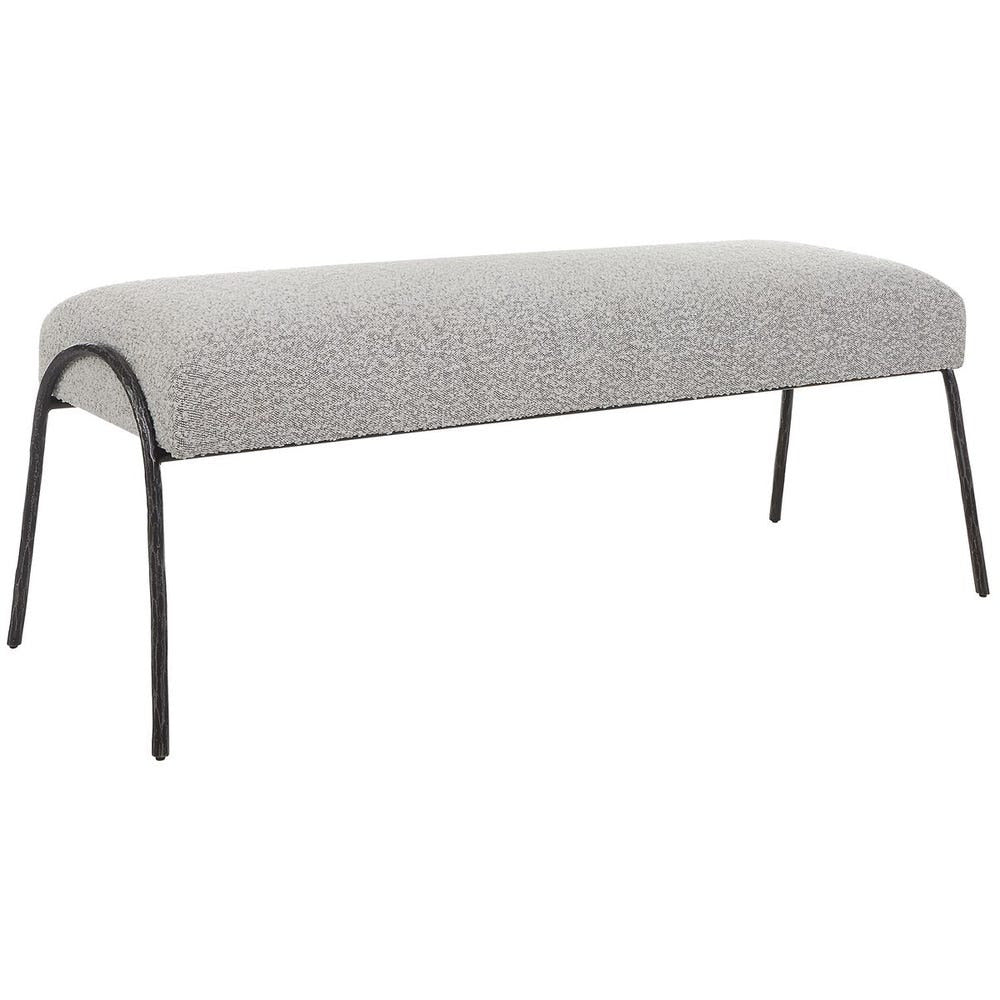 Gray Bedroom Bench - Upholstered Boucle Graphite 60 Inch