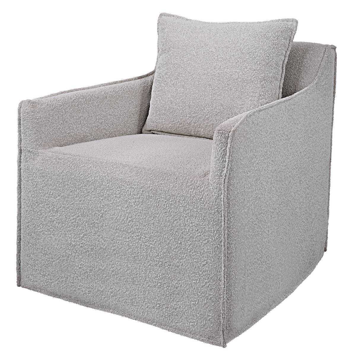 Gray armchair with a cushion on a white background