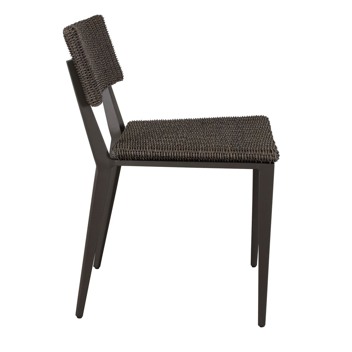 Dark brown wicker chair on a white background