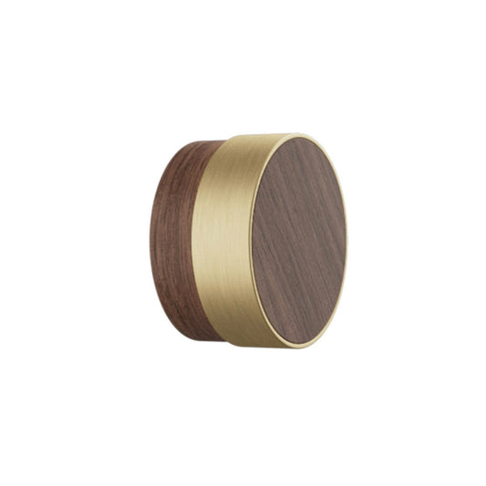 Oak, Walnut, Black and Brass "Radio"  Round Cabinet Knobs