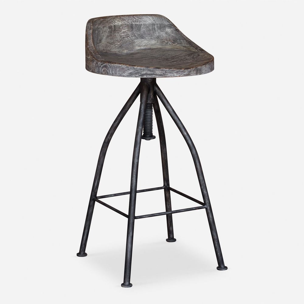 Industrial Swivel Bar or Counter Stool | Adjustable Height | Driftwood Gray Finish